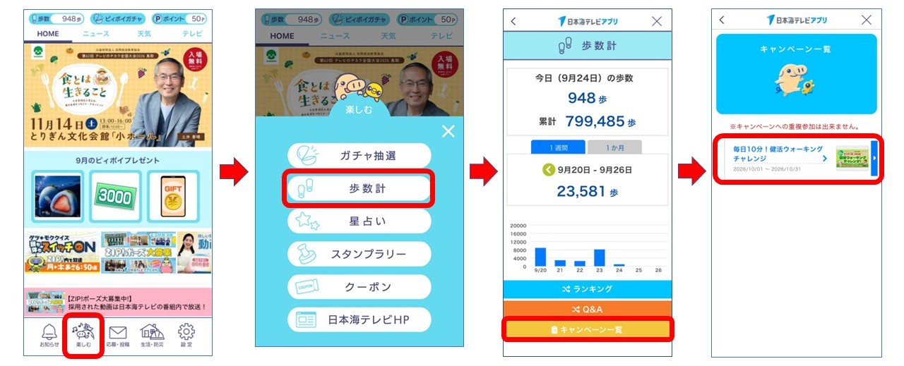 歩数計キャンペーンの参加手順